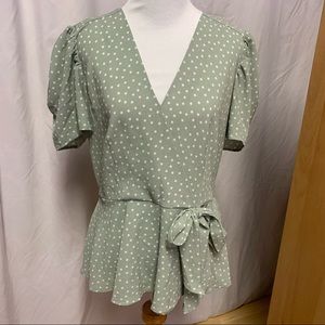 Pistachio Green Polka Dot Blouse